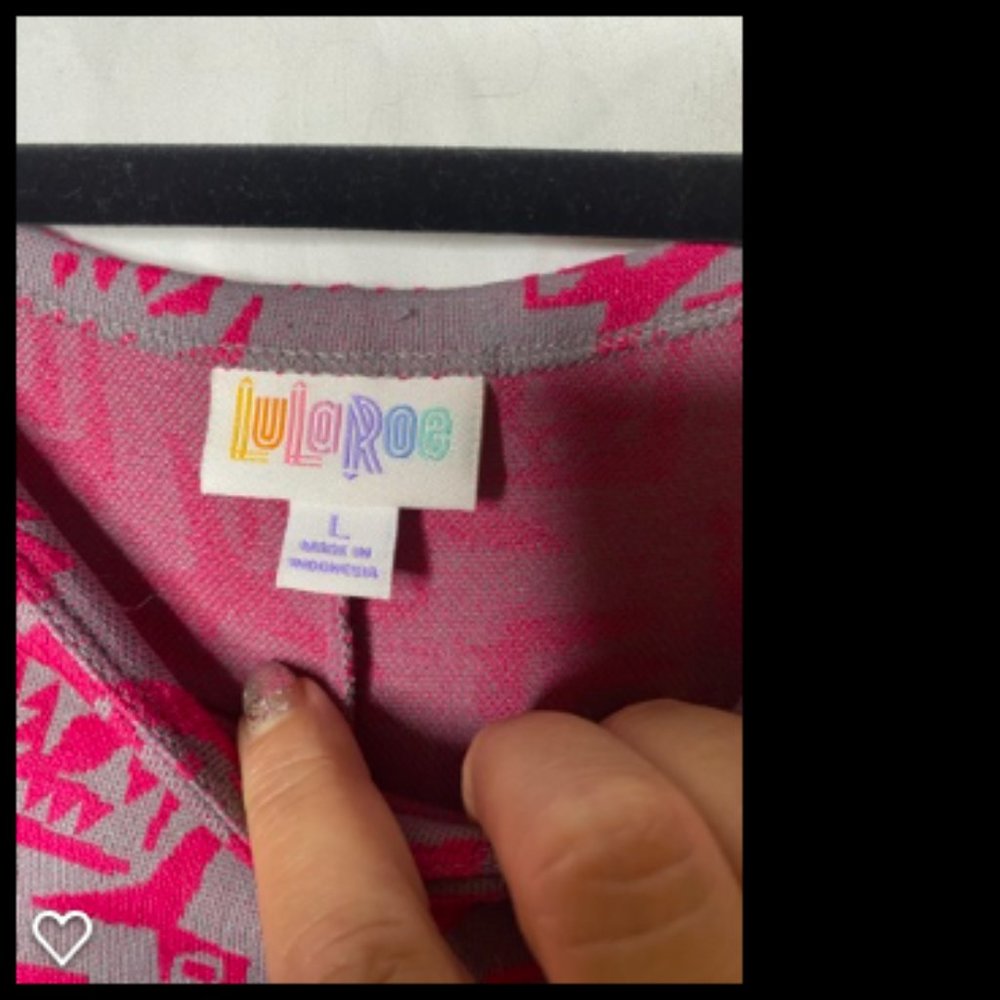 Lularoe Carly pink and grey sketched design - Picture 3 of 4